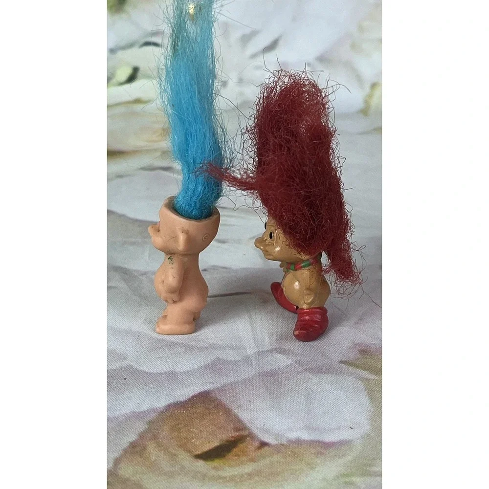 RUSS Troll Pencil Topper Creata 1992 Mini Troll Doll Blue Hair Red Hair Elf